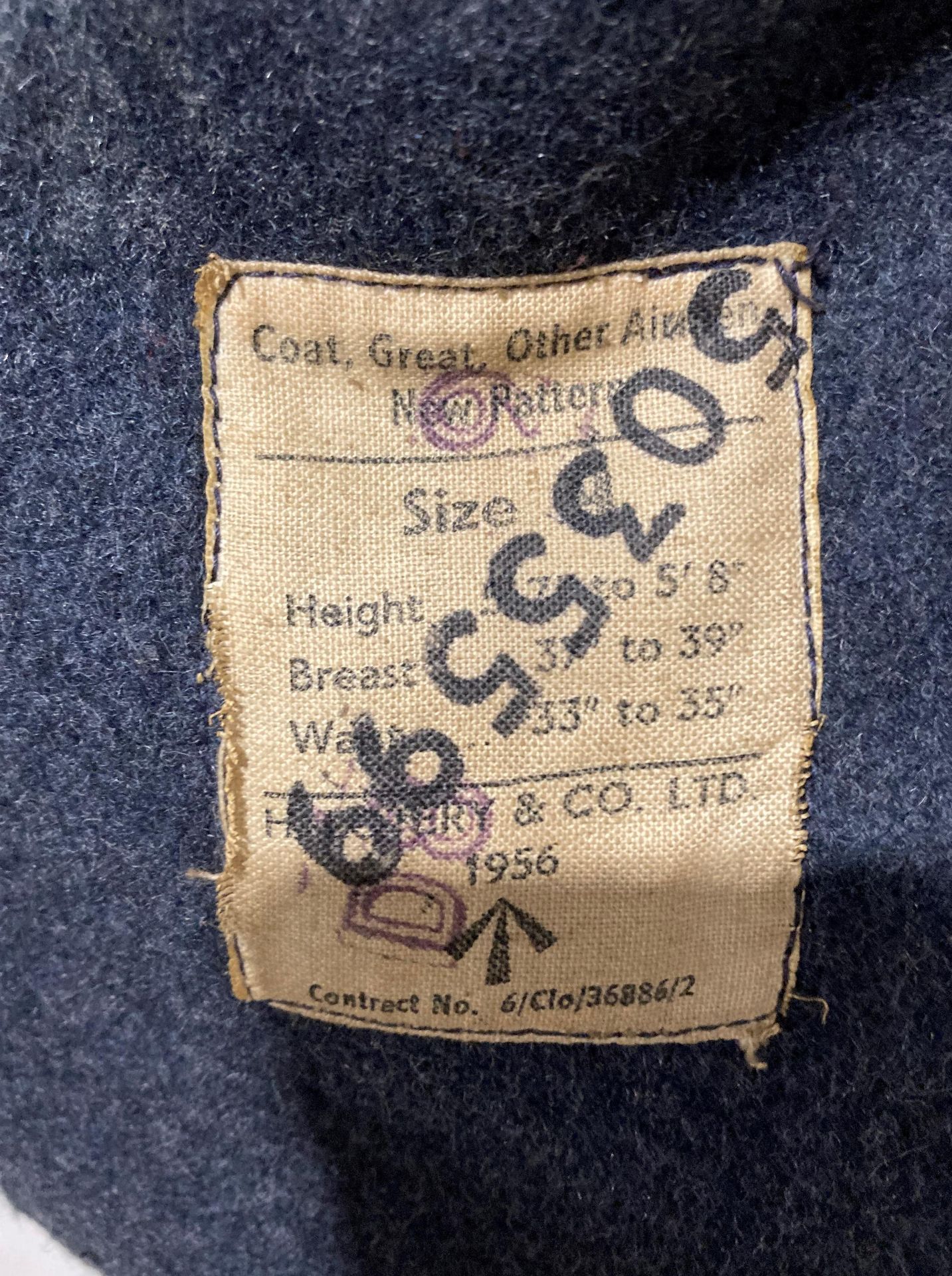Genuine RAF Airmen overcoat with brass RAF buttons, - Image 4 of 4