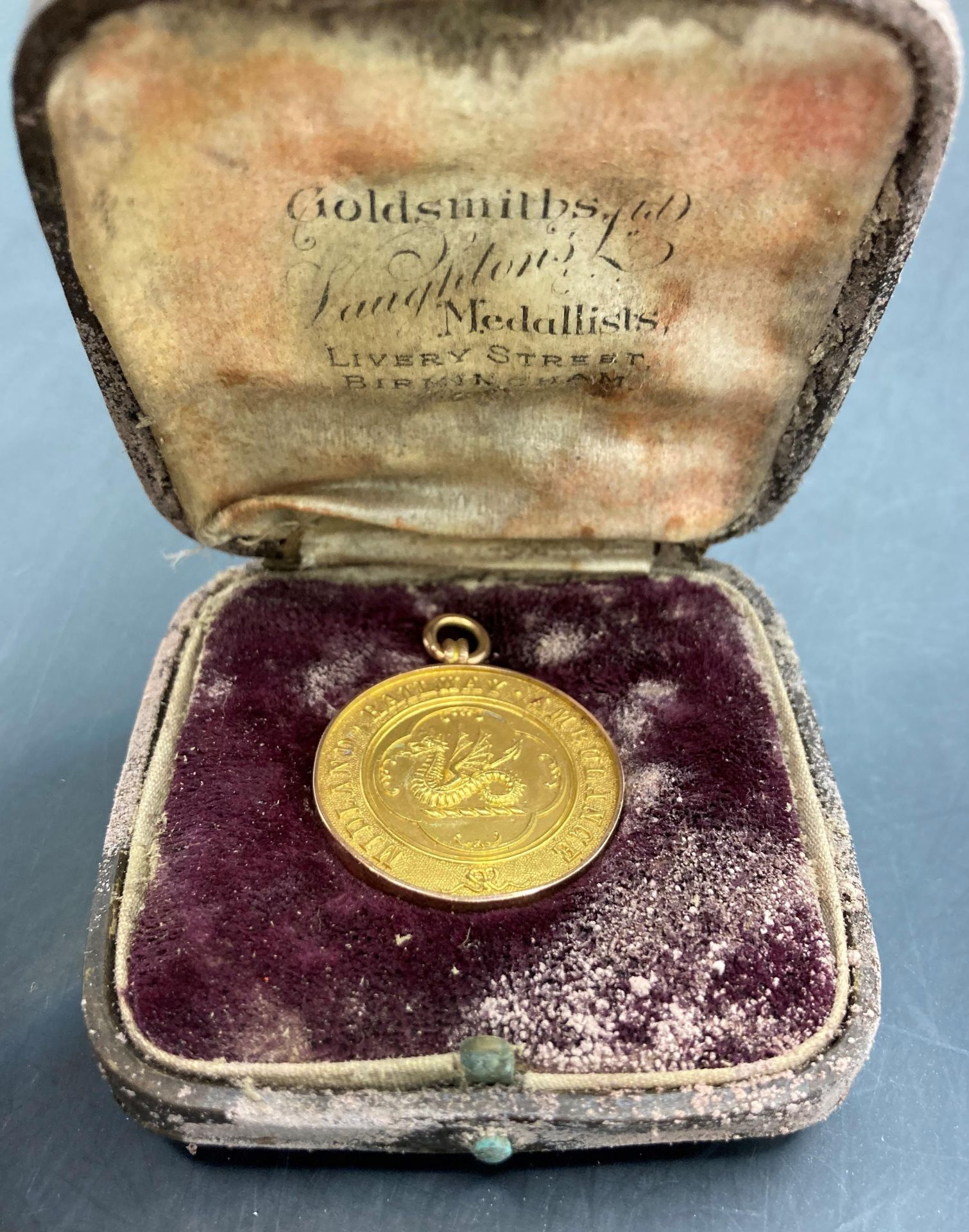 Sir Henry Fowler interest - a 15ct gold 625 Midland Railway Ambulance medal engraved to reverse