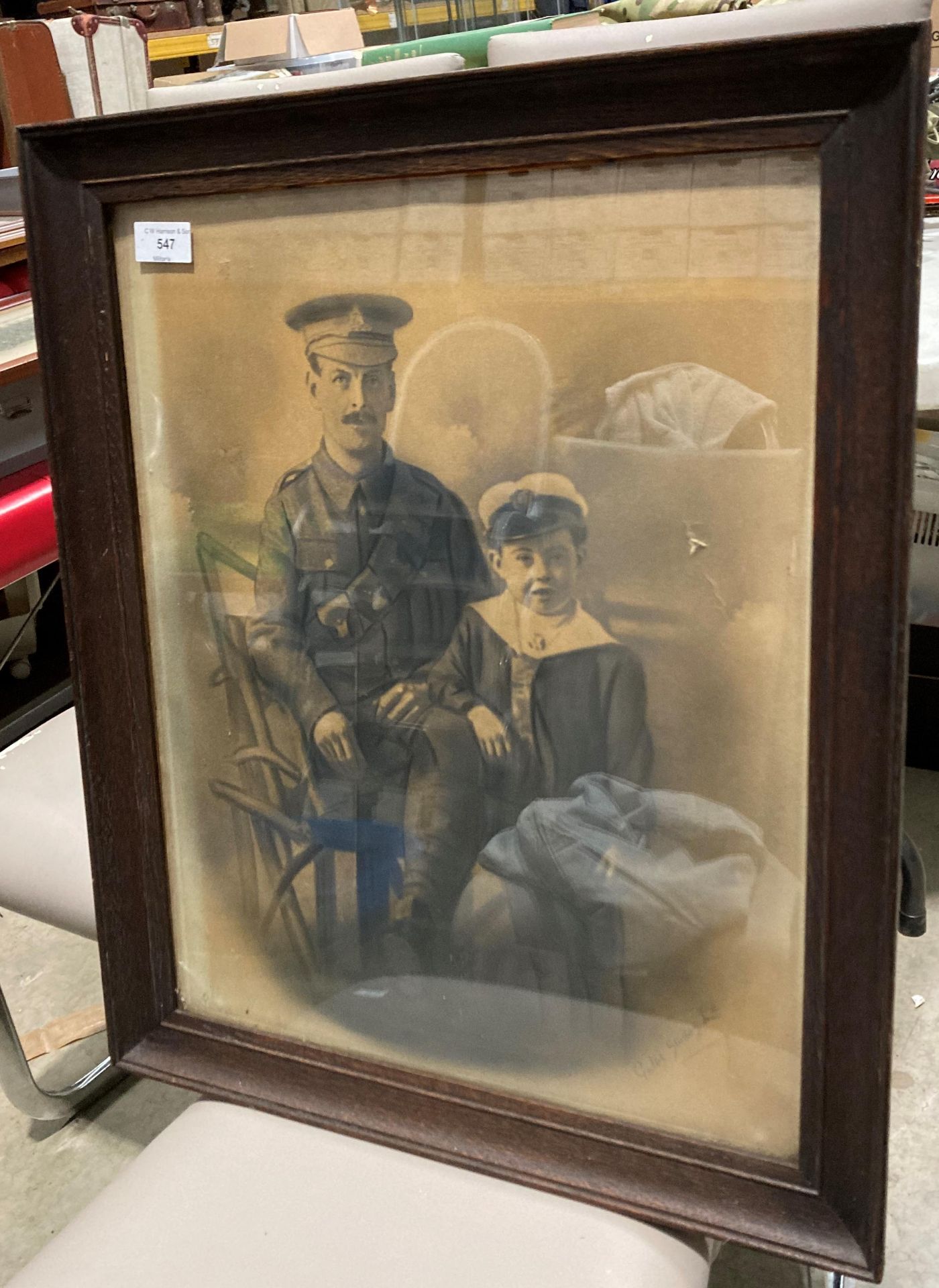 Gales Studio Ltd - an oak framed photo print 'A First World War Soldier with Child in Naval