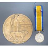 WW1 Memorial Plaque (ALBERT WALTER MARLER small hole at top) & British War Medal named to S.1-305 A.