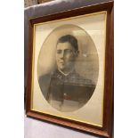 Framed photograph in oval mount of No 6675 Private Albert Herbert Ruddle The South Staffordshire