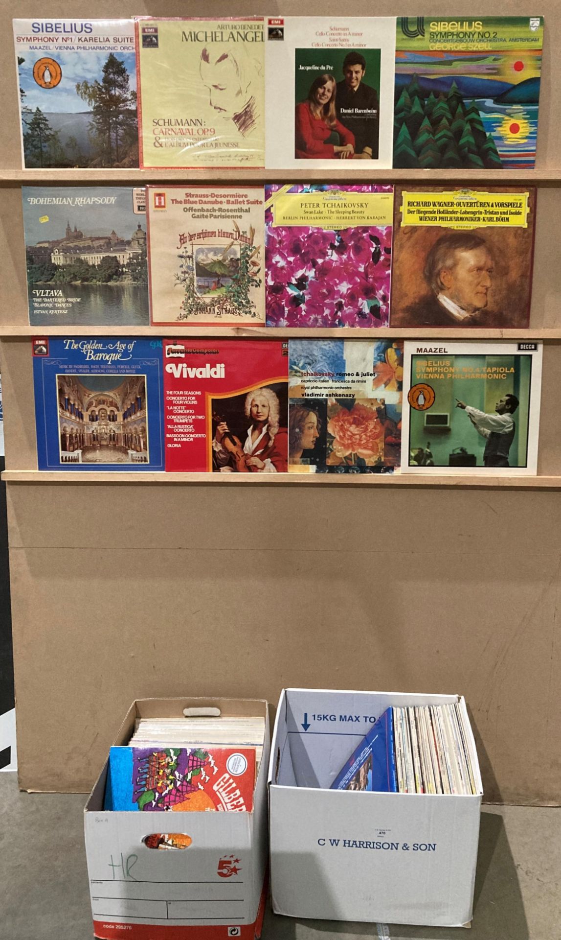 Contents to two boxes - approximately 110 classical LPs etc.