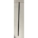 Classic ebonised walking stick with silver hallmarked handle and collar,