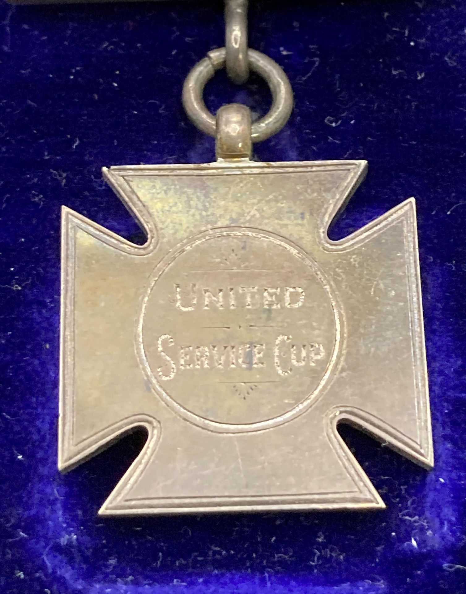 UNITED SERVICE CUP SPORTS MEDAL MALTA 1905 in silver awarded to ED. J. COOPER. P.O. 1ST. CLASS. H.M. - Image 2 of 4
