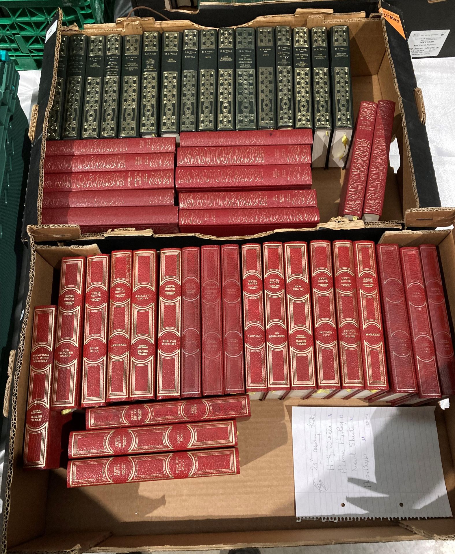 Contents to two boxes - 20th Century literature - 16 volumes of HG Wells,