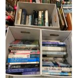 Contents to three boxes - approximately 38 assorted books on battleships, railways, locomotives,