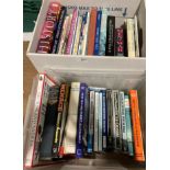 Contents to box and plastic crate - 35 books mainly maritime and naval related including Basil