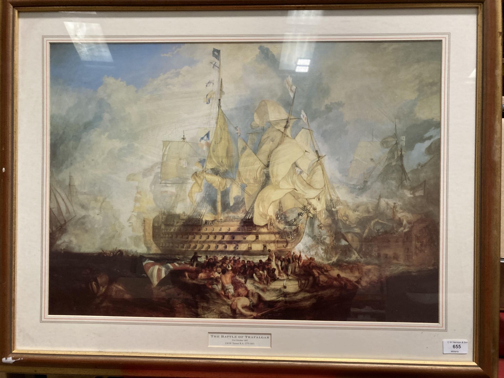 JMW Turner RA (1775-1851), framed print 'The Battle of Trafalgar 21st October 1805',