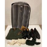 Suit case and contents - including a pair of Keltic Scottish real leather shoes (size 9.