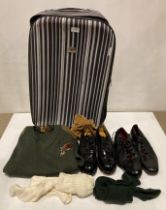 Suit case and contents - including a pair of Keltic Scottish real leather shoes (size 9.