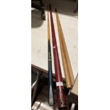 A BCE Custom Cues snooker cue with facsimile signature of Jimmy White, 48cm long, in metal case,