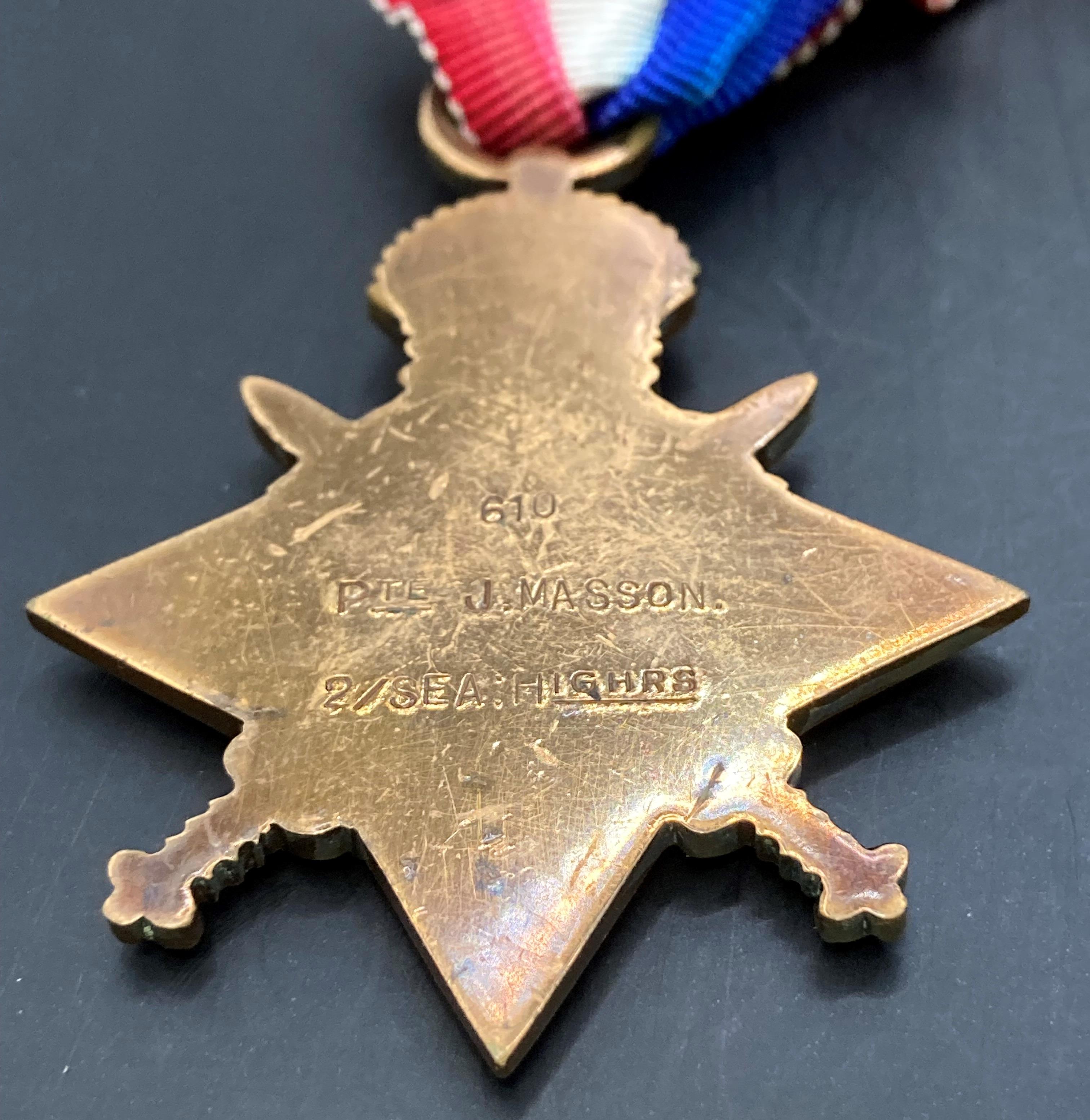 Three First World War medals - 1914 Star, - Image 2 of 4