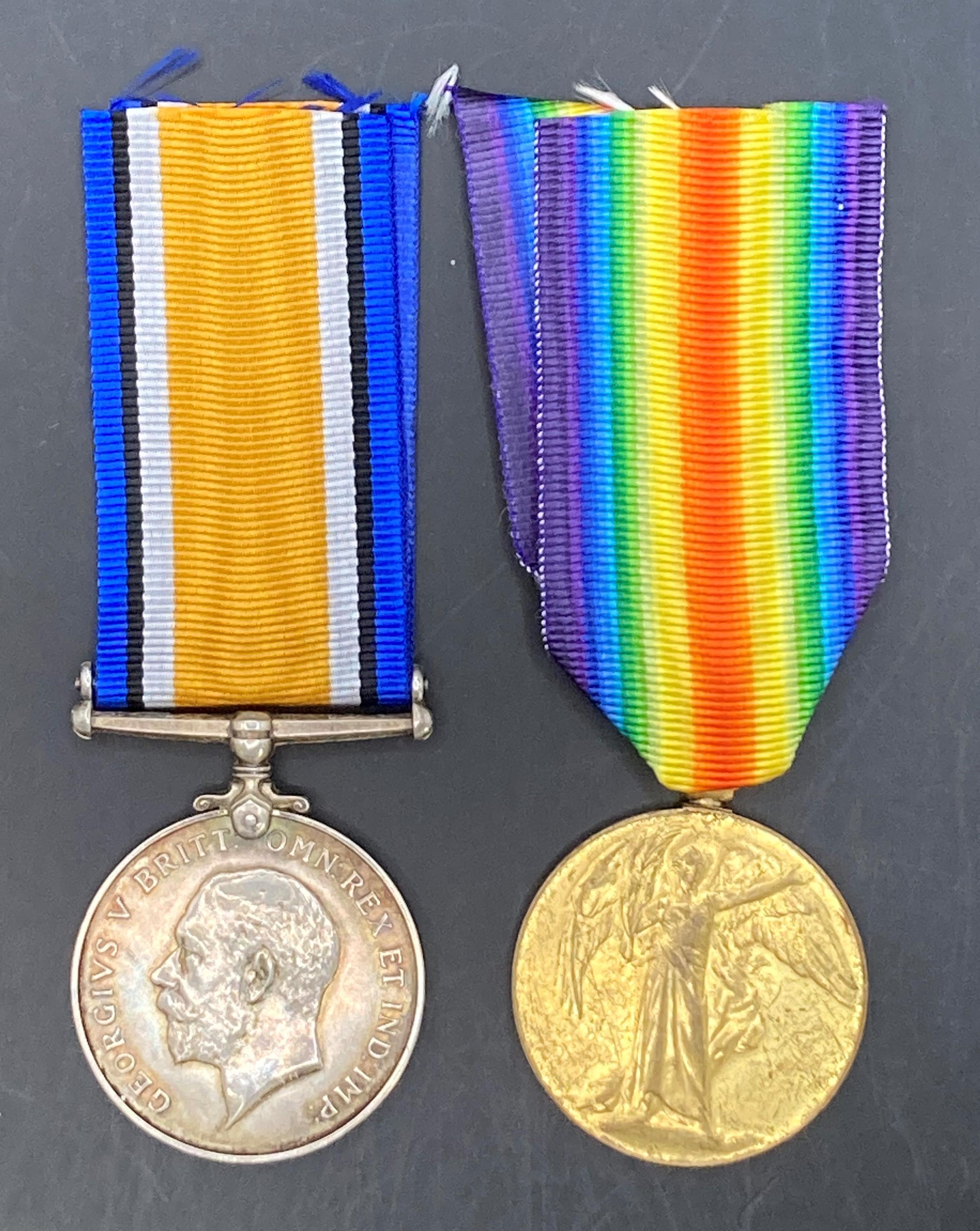 A First World War War medal and ribbon to Ply 2154-5 Pte W H Smalley RMLI and a First World War