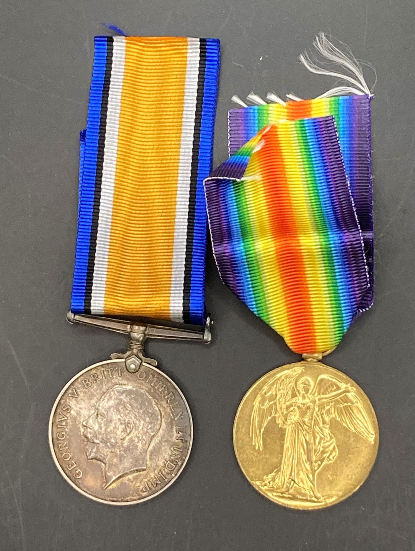 Two First World War medals - War Medal and Victory Medal complete with ribbons to 030326 Pte B H