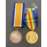 Two First World War medals - War Medal and Victory Medal complete with ribbons to 030326 Pte B H