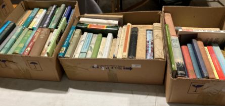Contents to three boxes - books on birds, fishing, the natural world, exploration, etc.