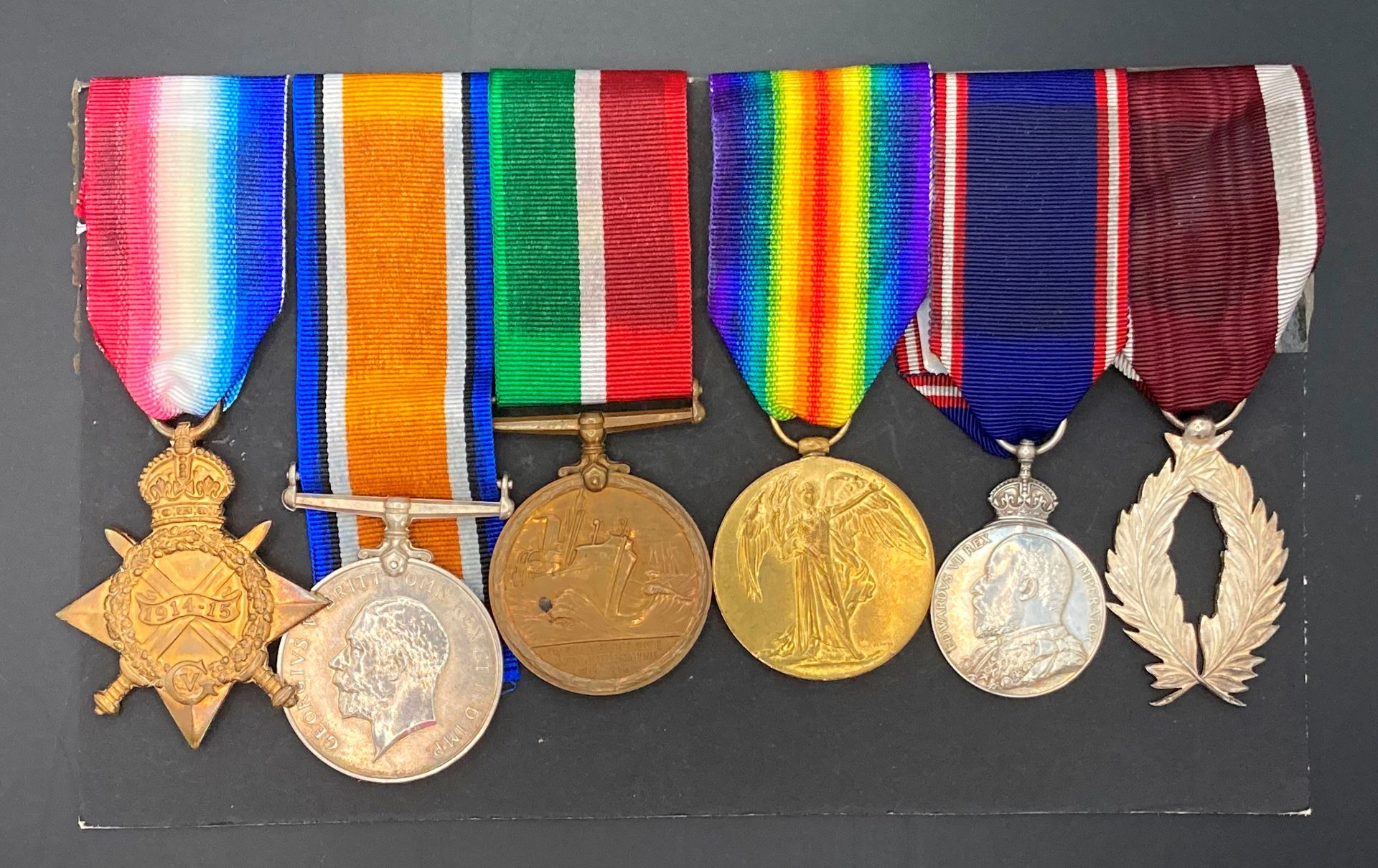 1914-15 Star, British War Medal, Victory Medal, (T. SALMON. W.R. STO. M.F.A.) M.F.