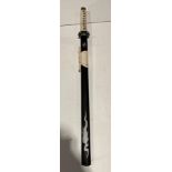 Oriental style replica sword with a black wooden and plastic scabbard, 94cm long,
