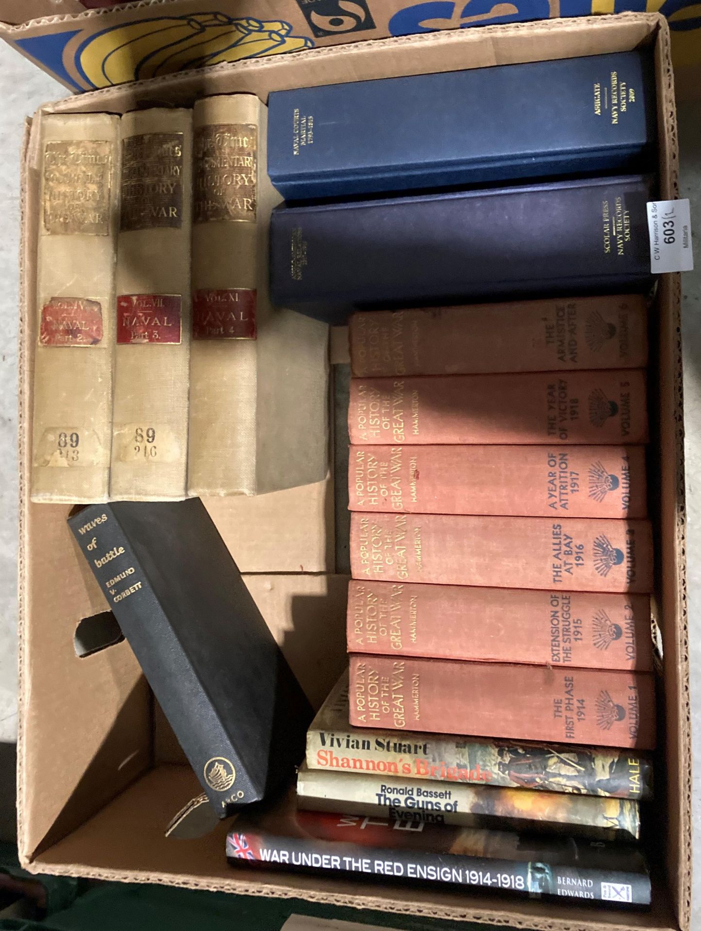Contents to two cardboard trays - 25 assorted books - naval and maritime related including two - Image 2 of 3