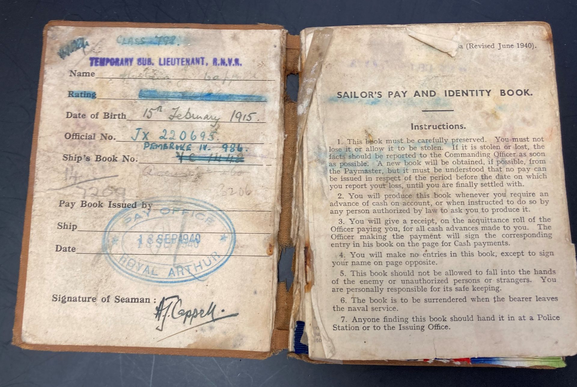 WW2 Atlantic Group with Original documents to an Officer in the Royal Naval Volunteer Reserve plus - Image 8 of 17