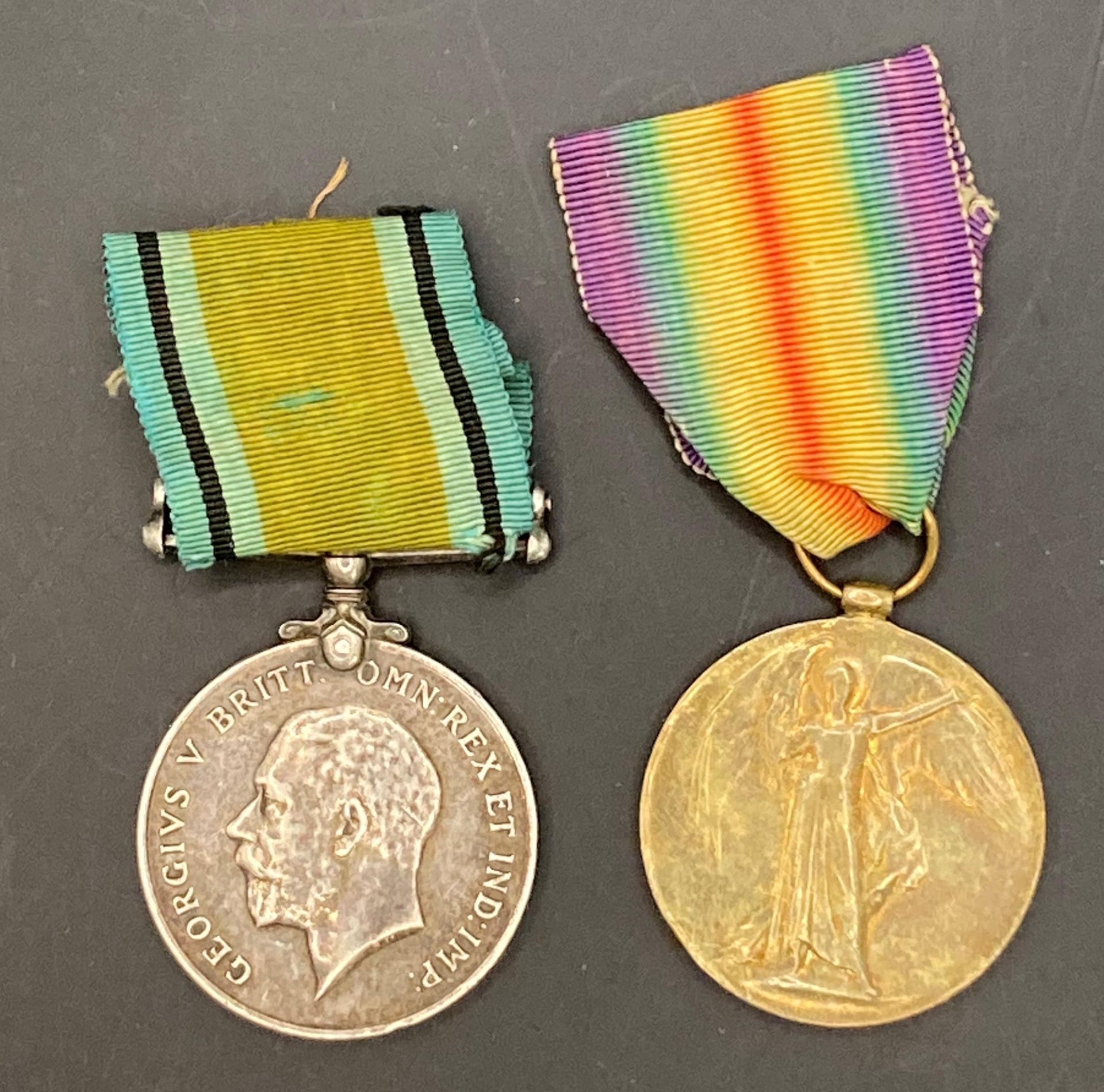 Two First World War medals - War Medal and Victory Medal both with ribbons to 4831 Pte P Fagan High