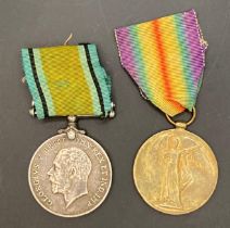 Two First World War medals - War Medal and Victory Medal both with ribbons to 4831 Pte P Fagan High