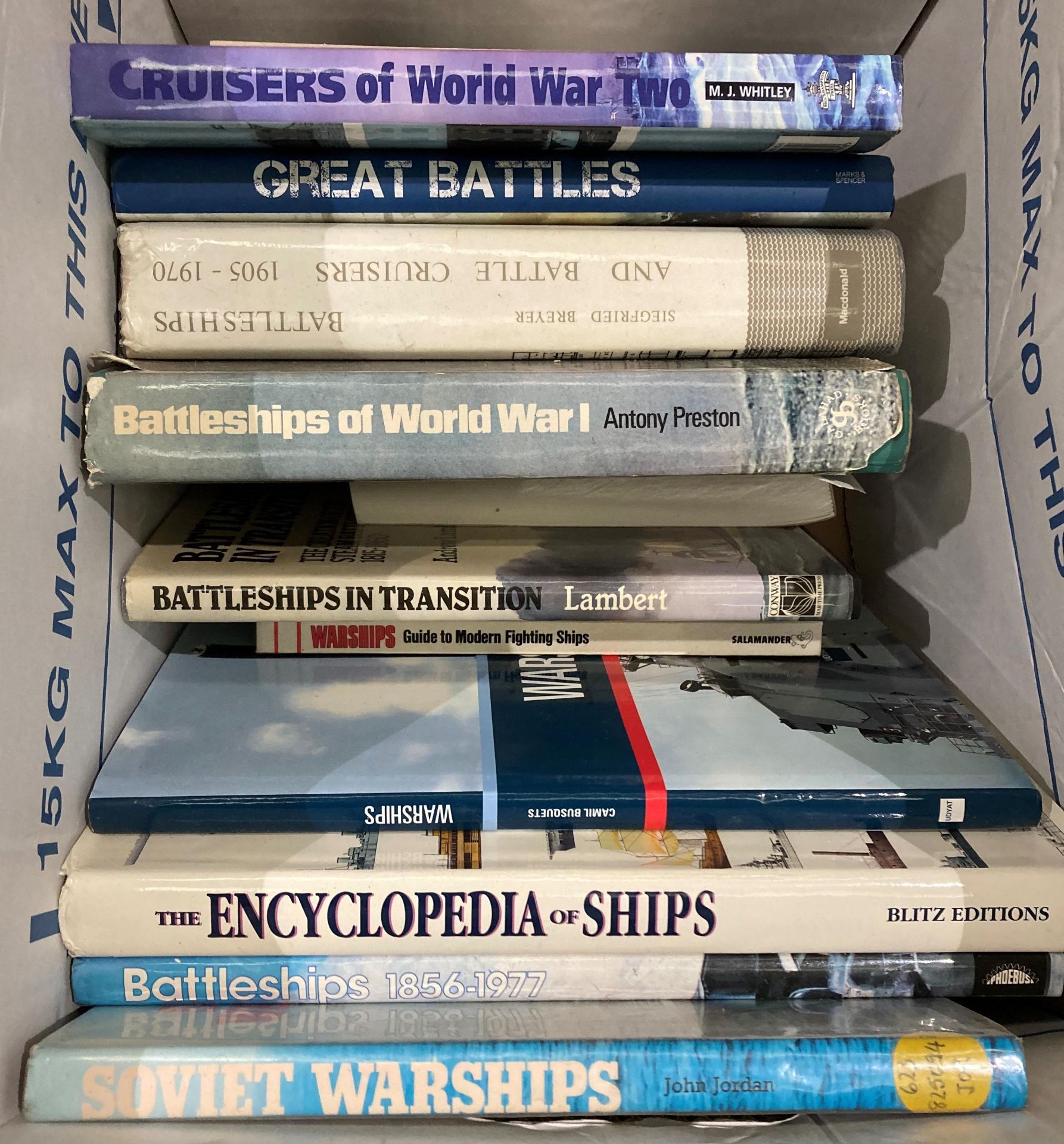 Contents to three boxes - approximately 38 assorted books on battleships, railways, locomotives, - Image 3 of 4