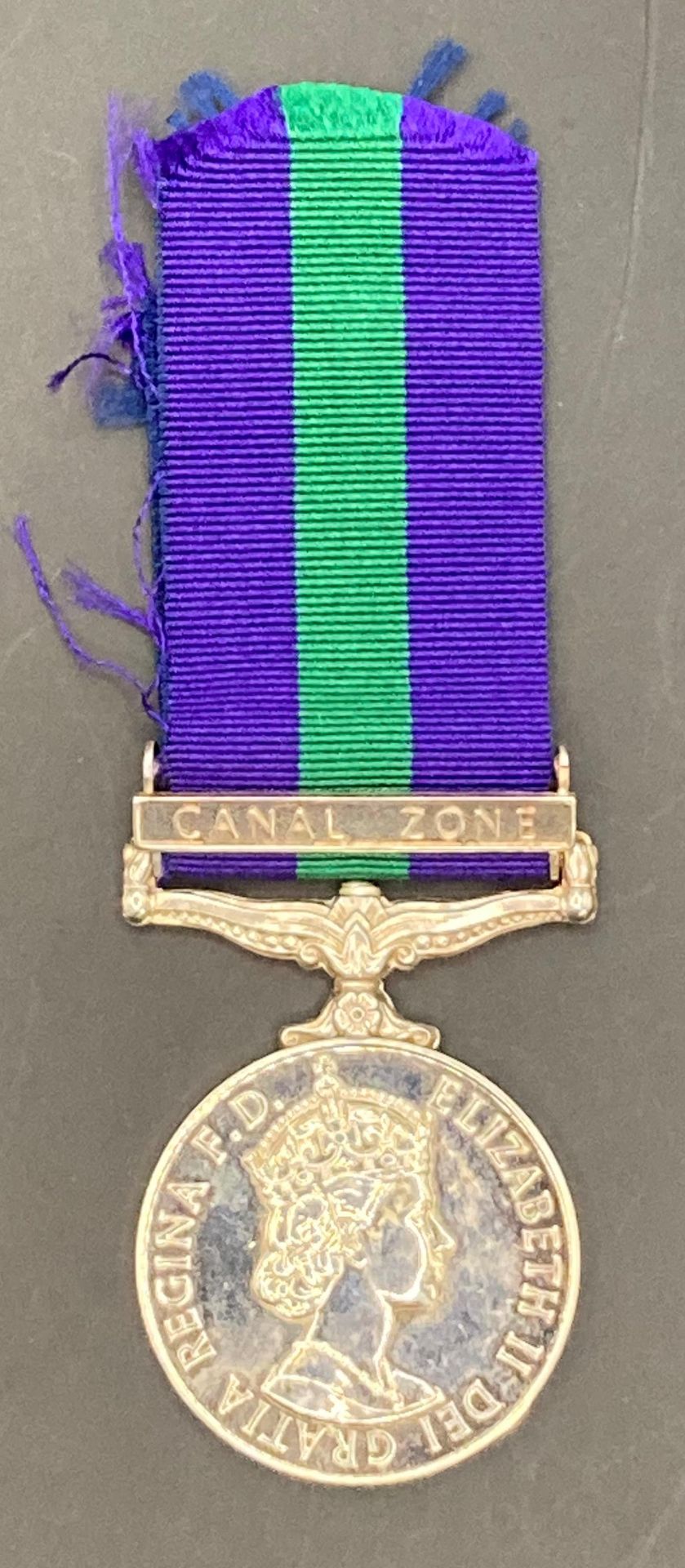 General Service Medal with Canal Zone clasp and ribbon in box of issue to 22991528 Spr PC Thorn RE - Image 2 of 3