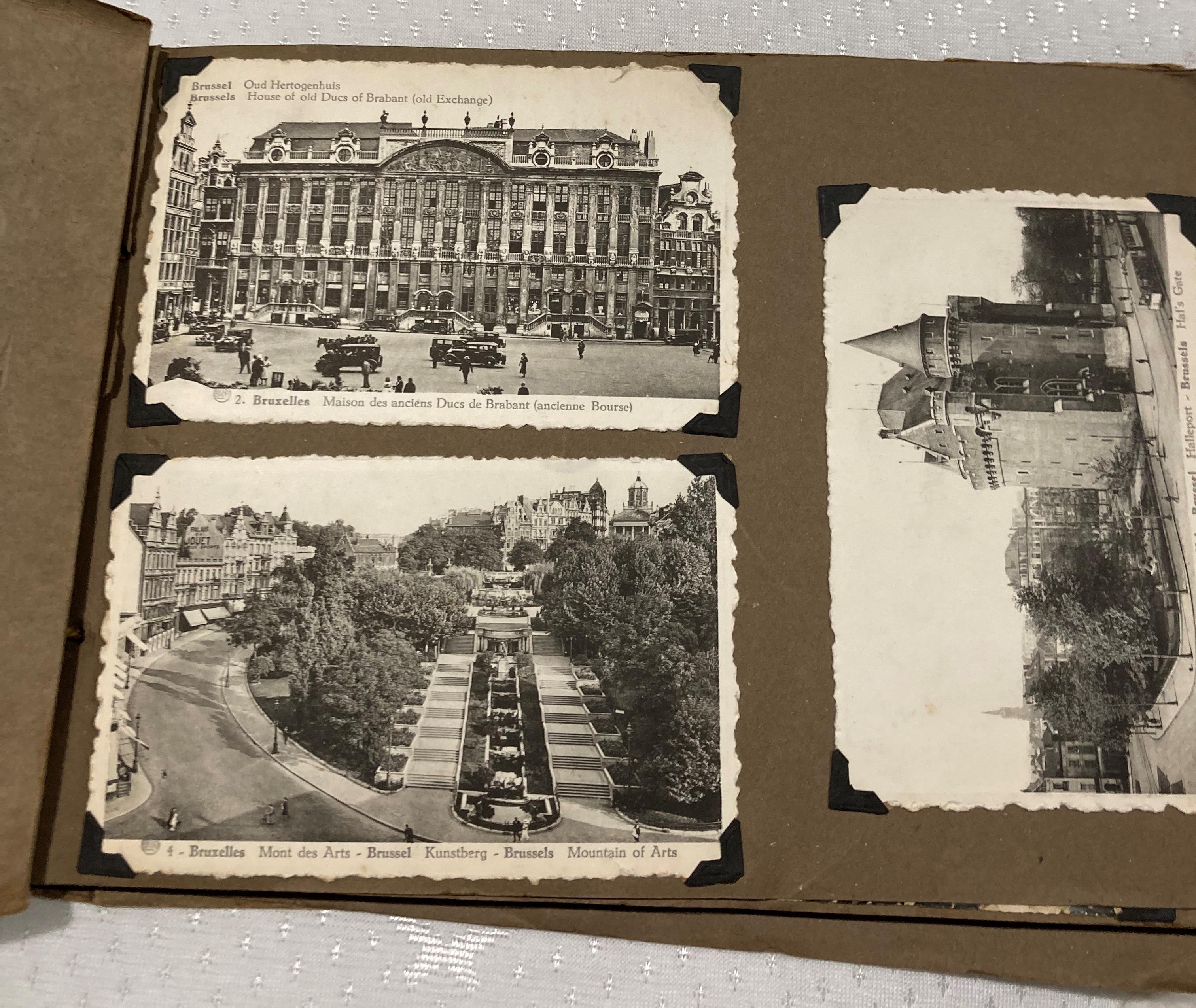 Snapshot album containing 86 postcards and photographs of European scenes - Brussels, - Image 3 of 5