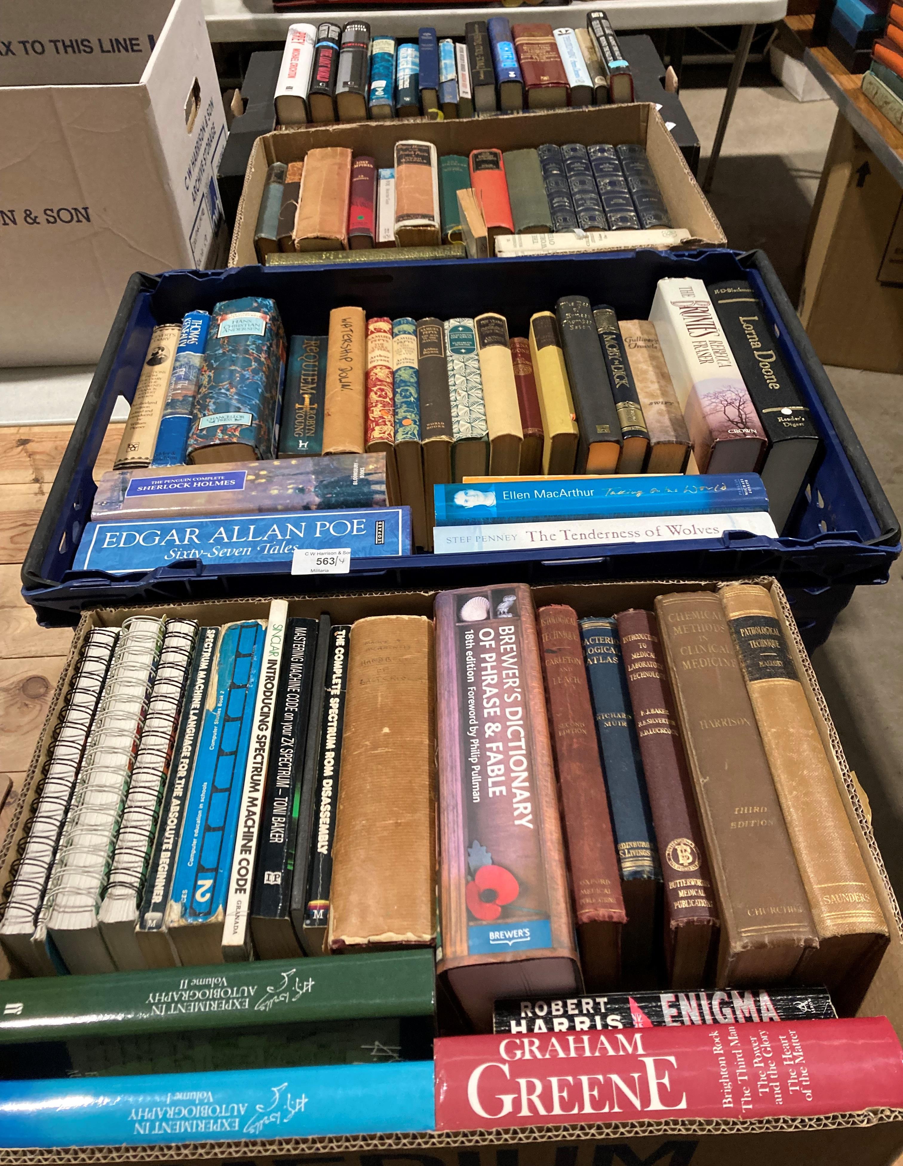 Contents to four boxes and crate - a quantity of mainly fiction novels and books,