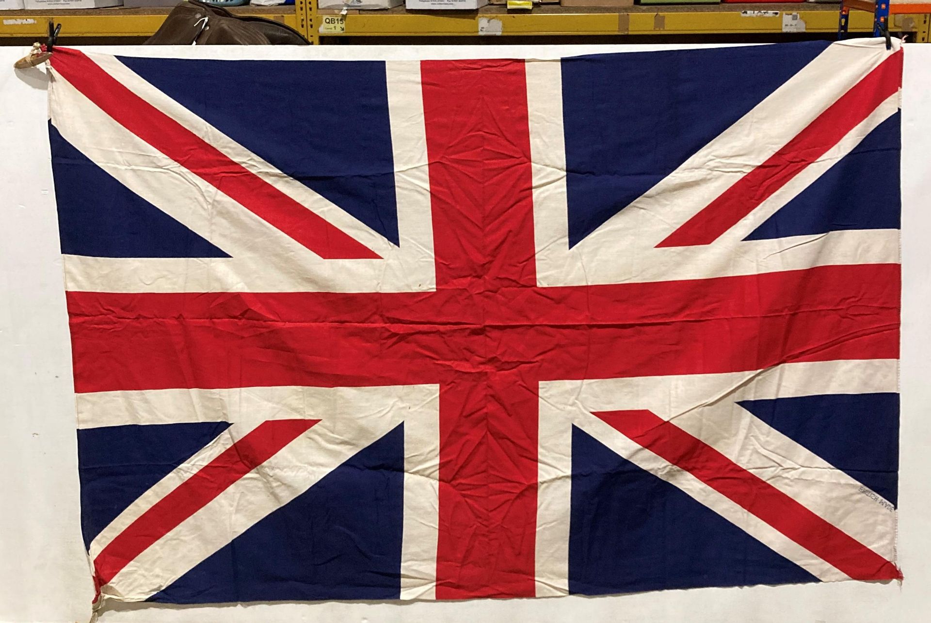 Union Jack flag with wooden pegs to two corners, - Image 2 of 5