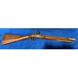 Replica brass barrel flintlock blunderbuss,