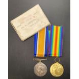 Two First World War medals - War Medal and Victory Medal complete with ribbons and with box of