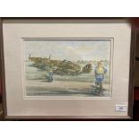 Gordon Hurley framed watercolour '242 Sqdn.