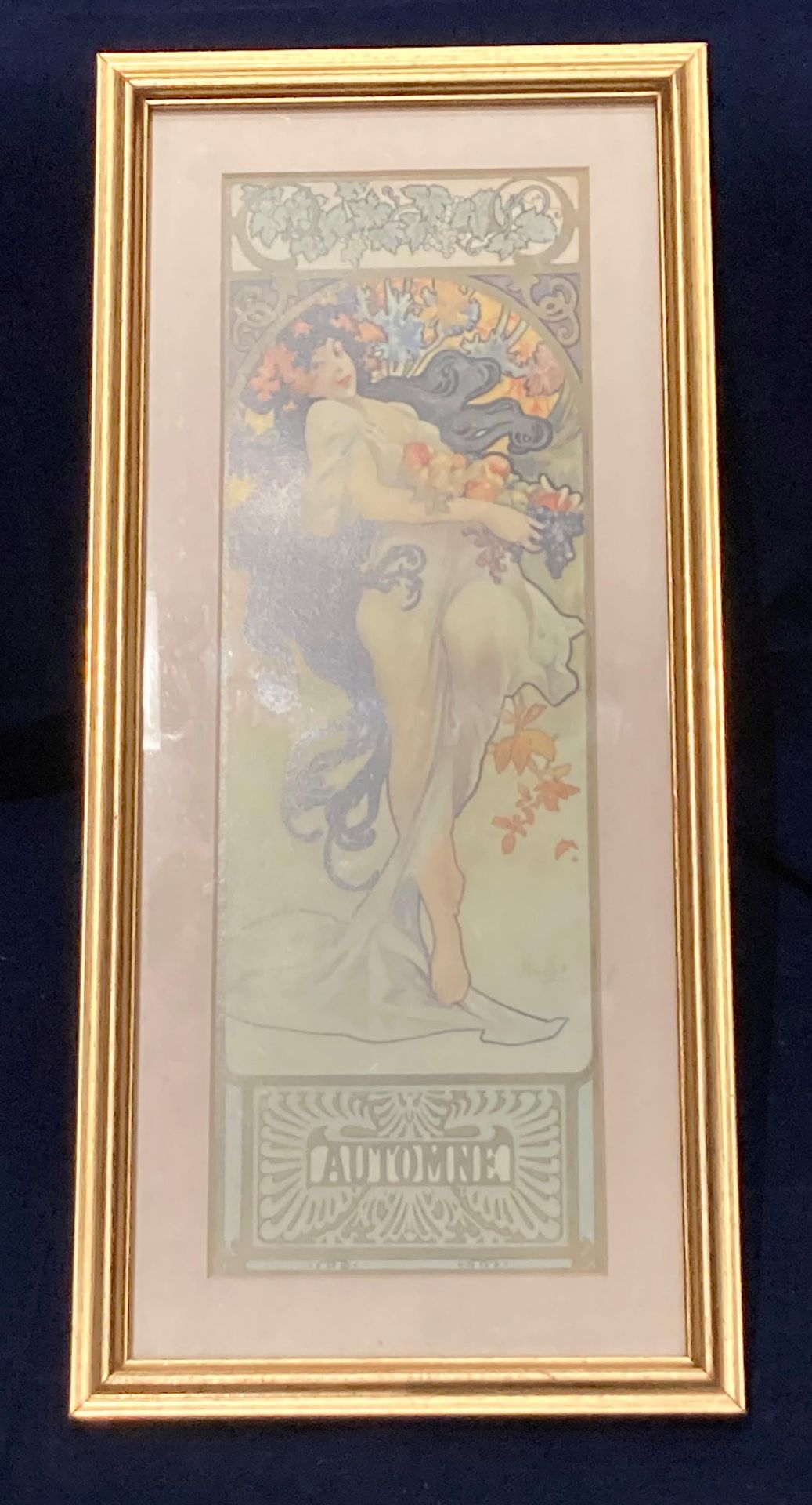 After Alphonse Mucha, an Art Nouveau framed print 'Automne',