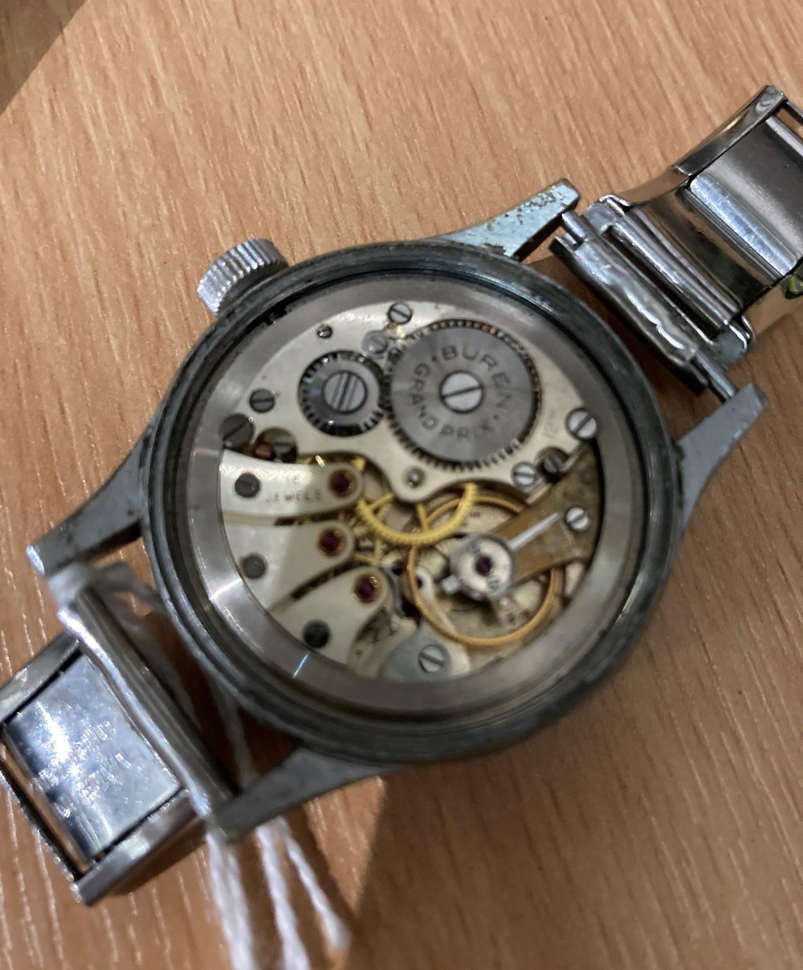 Military issue 'Buren - Grand Prix' WWW Dirty Dozen British Army watch with marking to back, - Image 5 of 9