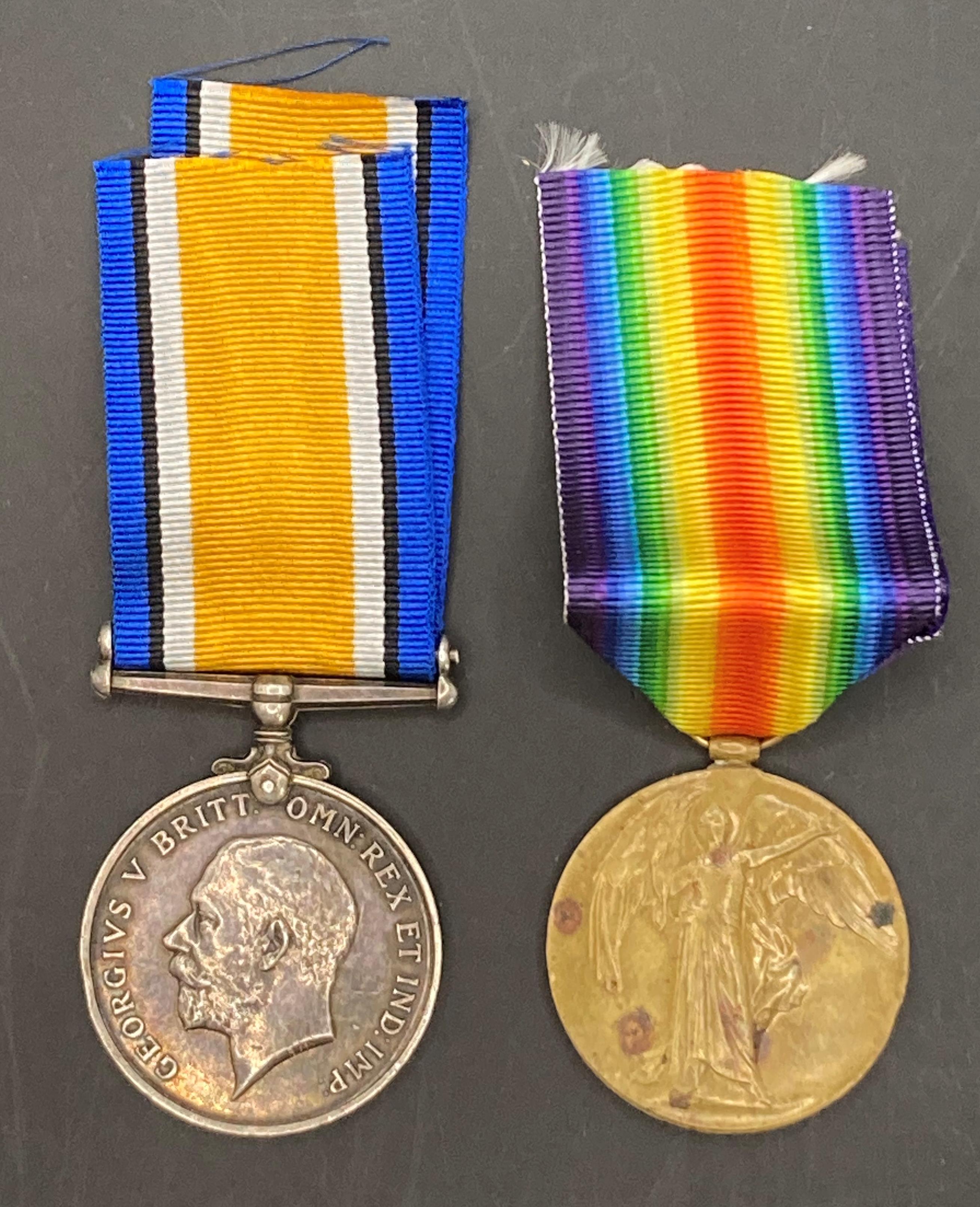 Two First World War medals - War Medal and Victory Medal both with ribbons to S-9570 Pte A