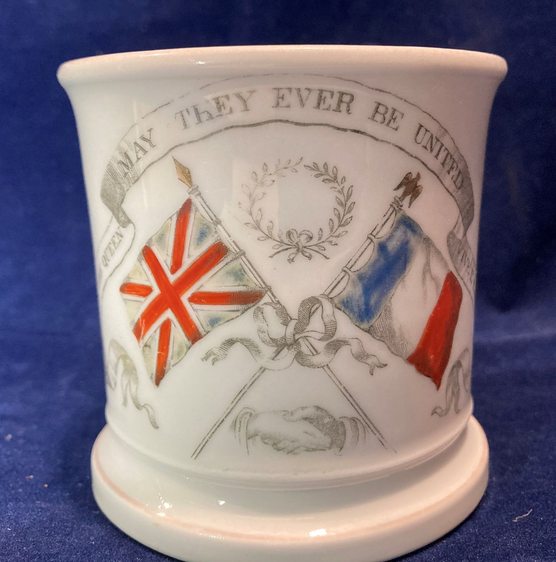 White mug made to commemorate the state visit ti England of Napoleon III with the flag of Great - Image 2 of 3