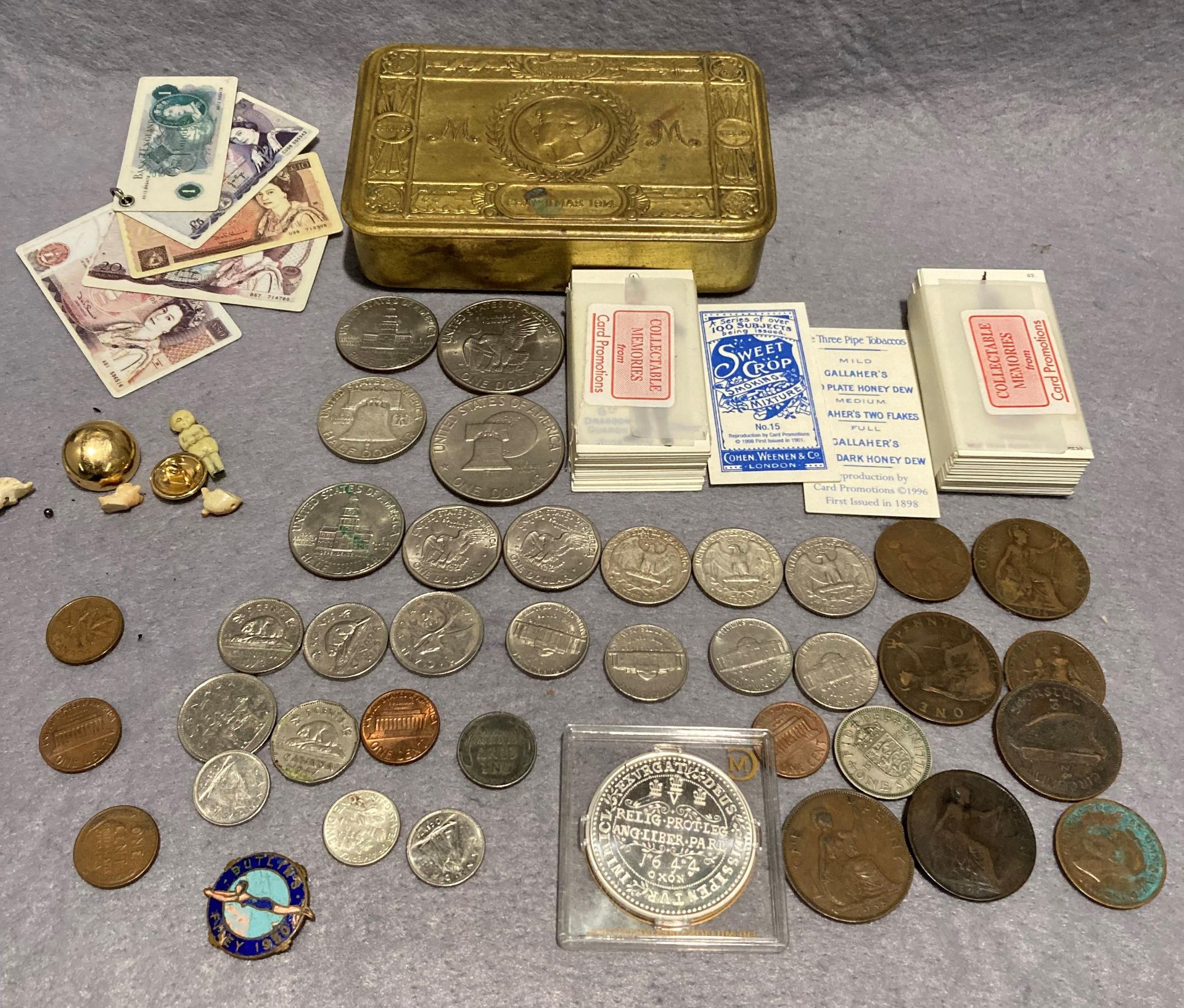 1914 Christmas tin and contents including Limited Edition silver (.
