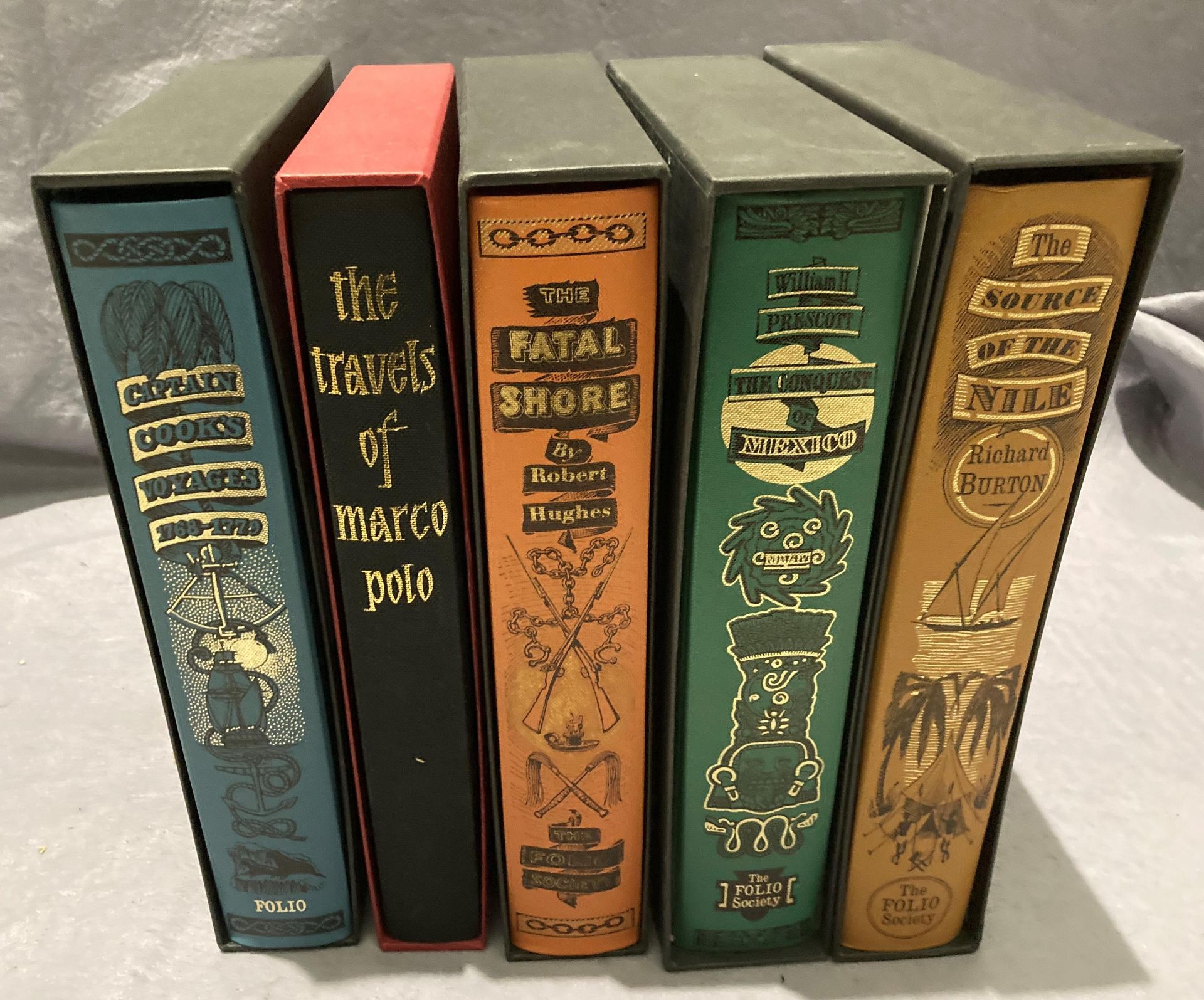 Folio Society - Five cased books - 'The Travels of Marco Polo',