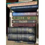 Five Folio Society books in cases - Victoria Finlay 'Colour', Richard Portey 'Life',