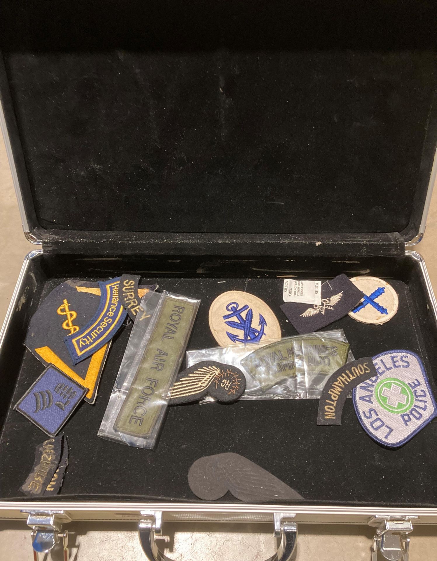 Aluminium case and contents - military and civil defence related badges, cap badges, buttons, - Image 4 of 5