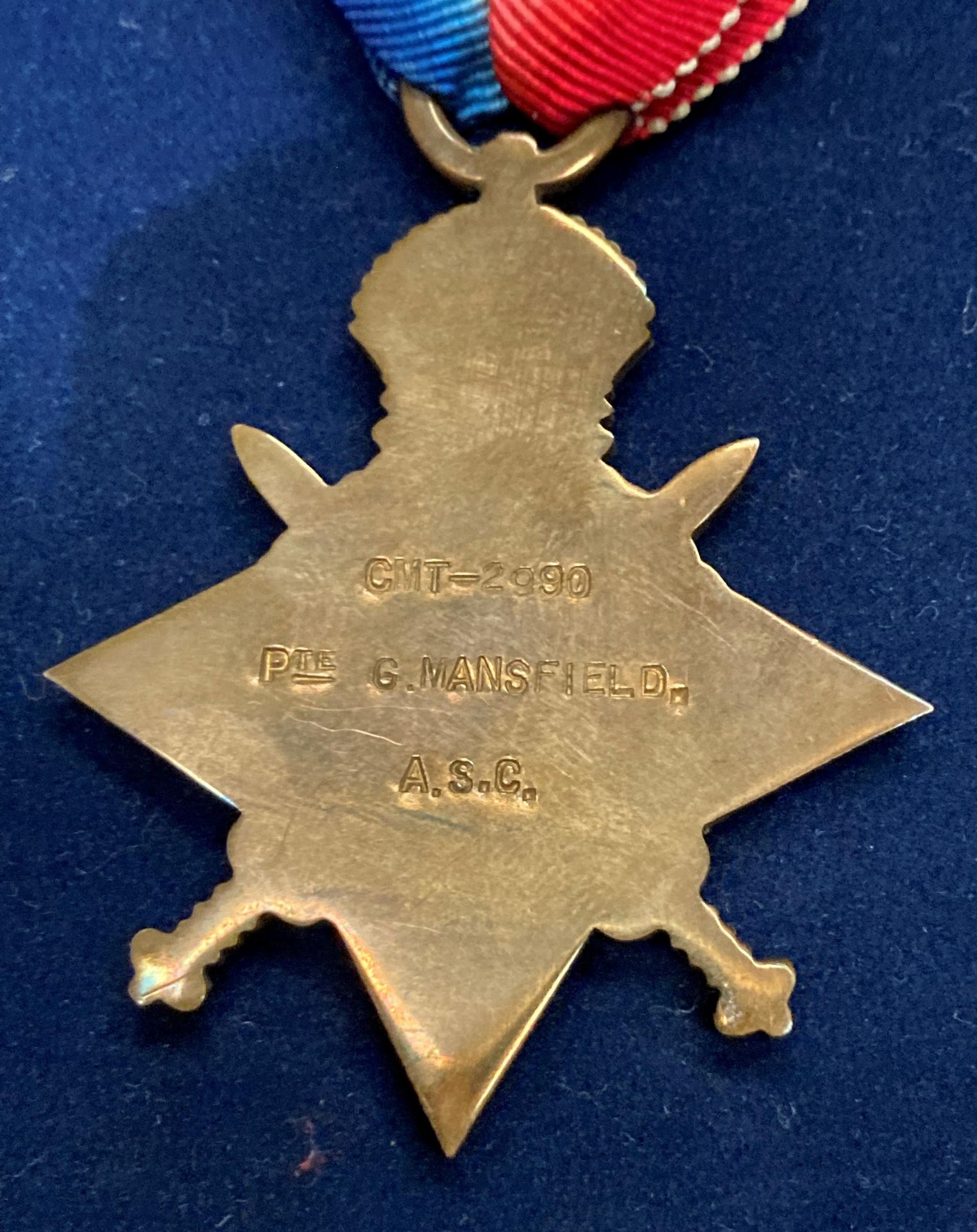 A First World War 1914 Star with ribbon to CMT-2990 Pte. G Mansfield A.S.C. - Image 3 of 5