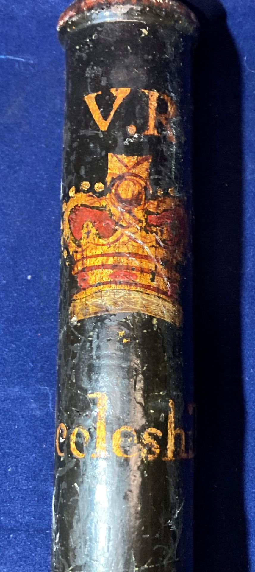 A Victorian era policeman's truncheon marked VR Eccleshill (possible link to lot 37R), 38cm long, - Bild 2 aus 3