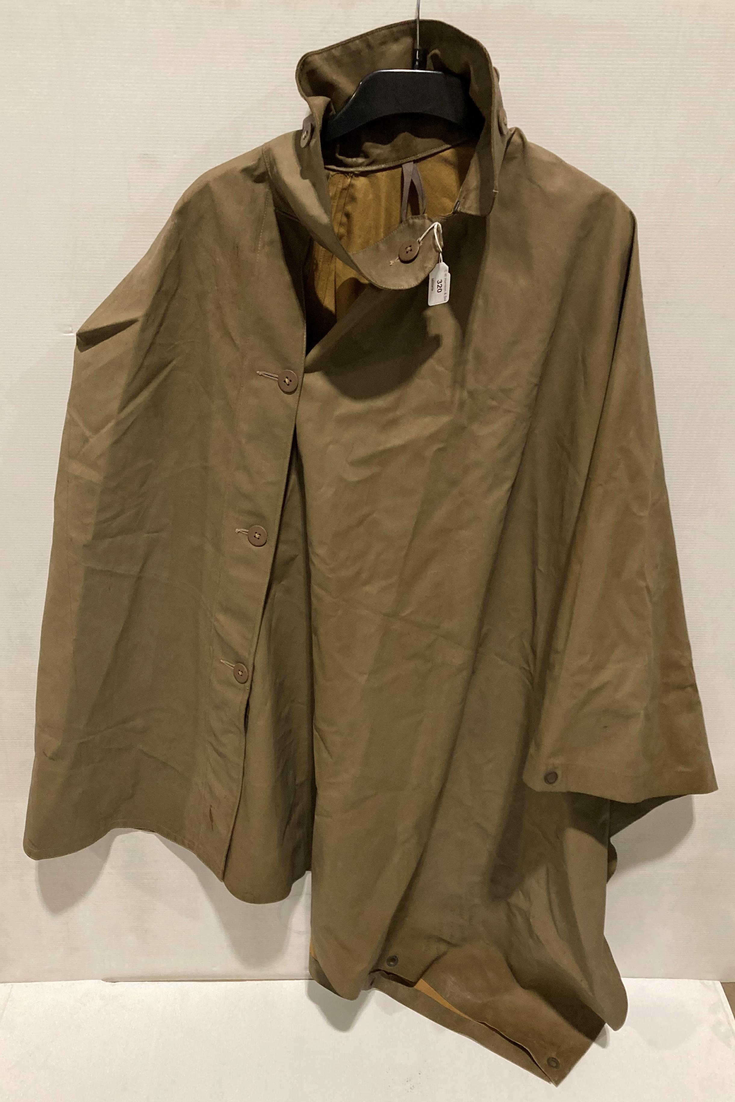 Military 1940 brown trench/waterproof cape by J Weinberg & Sons Ltd,
