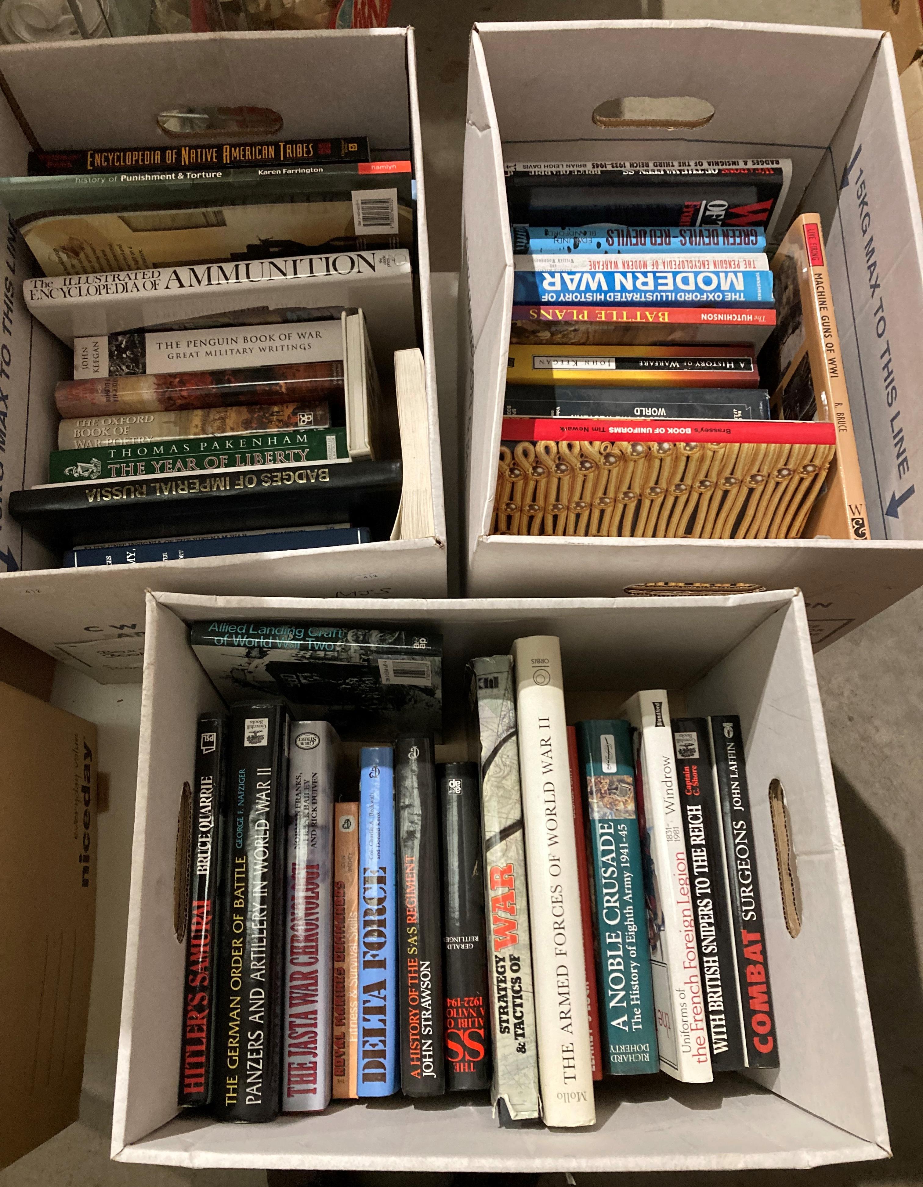 Contents to two boxes - approximately 24 assorted books on warships, samurai, U-boats, elite forces, - Image 4 of 7