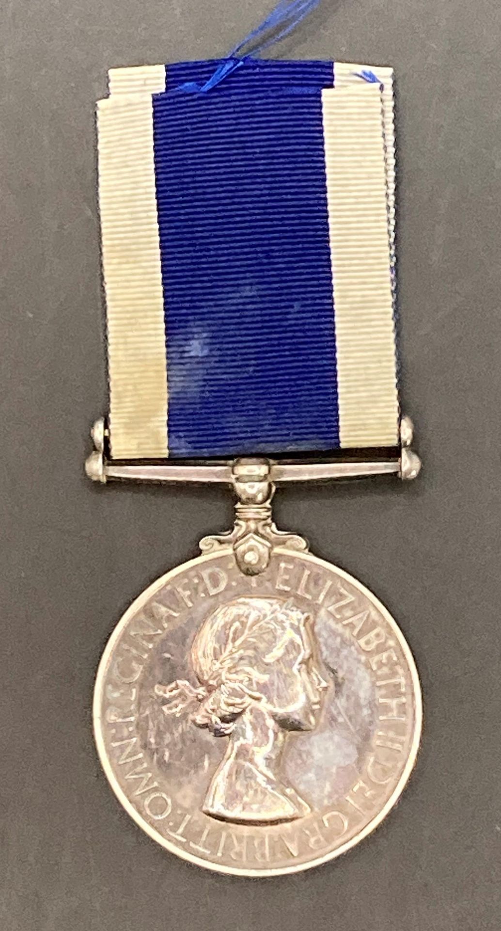 Royal Navy Long Service Medal and ribbon Queen Elizabeth II to MX 755298 BC Moore LPM HMS Pembroke