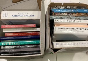 Contents to two boxes - approximately 18 assorted books on arts and artists including James McNeill