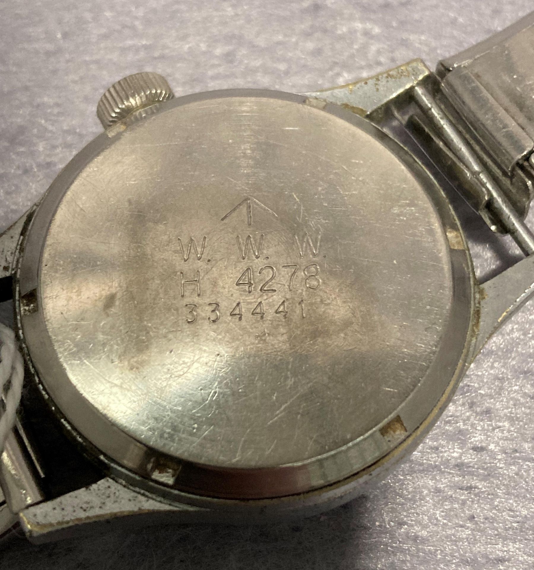 Military issue 'Buren - Grand Prix' WWW Dirty Dozen British Army watch with marking to back, - Image 4 of 9