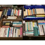 Contents to four boxes - assorted hardback and paperback books including stories, This England,